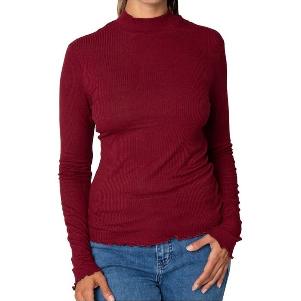 Rebellious One Mock Neck Top Red L